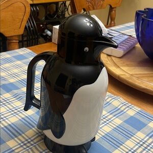 Penguin Shaped Black and White Thermos